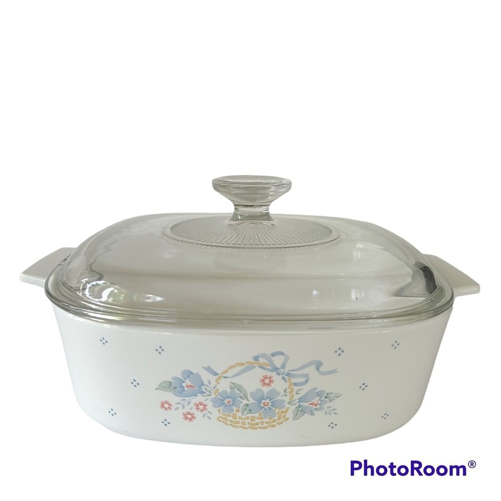 Corning Ware COUNTRY CORNFLOWER BASKET Casserole w/ Lid  A-2-B 2 liter